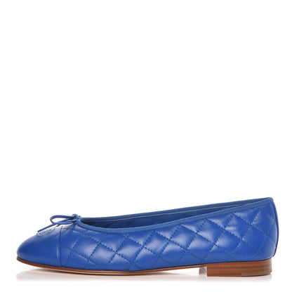 Chanel Caviar Quilted CC Cap Toe Ballerina Flats 39.5 Bright Blue 1 of 8