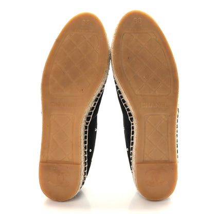 Chanel Suede Pearl CC Espadrilles 38 Black 5 of 9