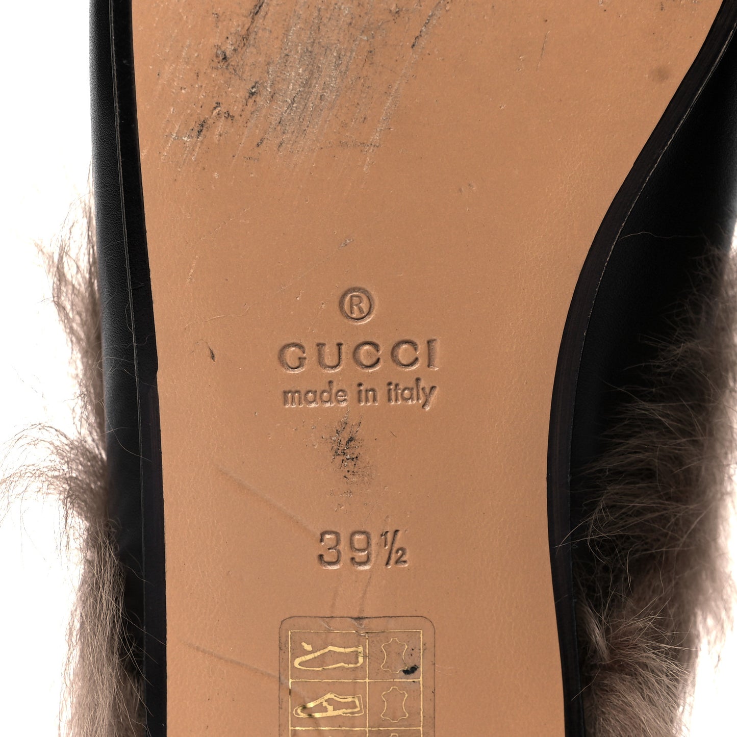 Calfskin Fur Womens Princetown Slippers 39.5 Black