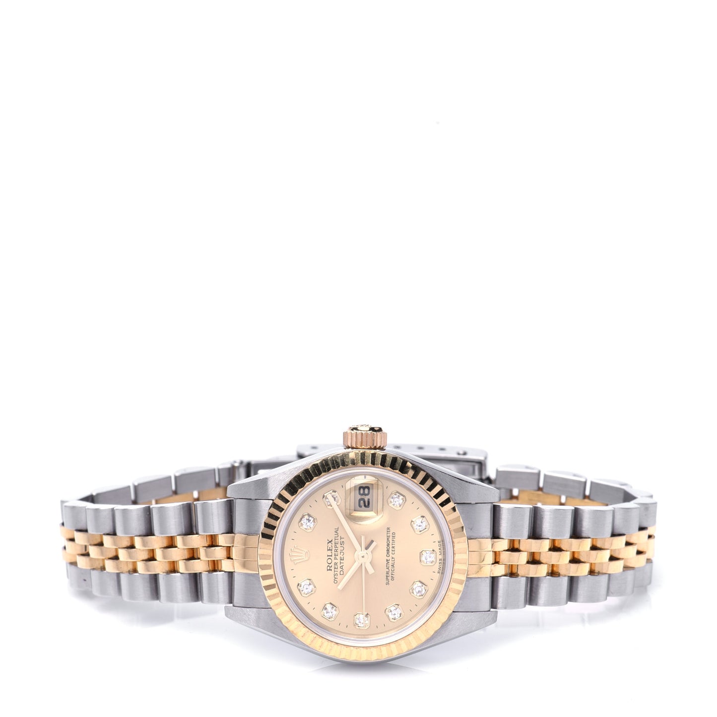 Stainless Steel 18K Yellow Gold Diamond 26mm Oyster Perpetual Datejust Watch Champagne 79173