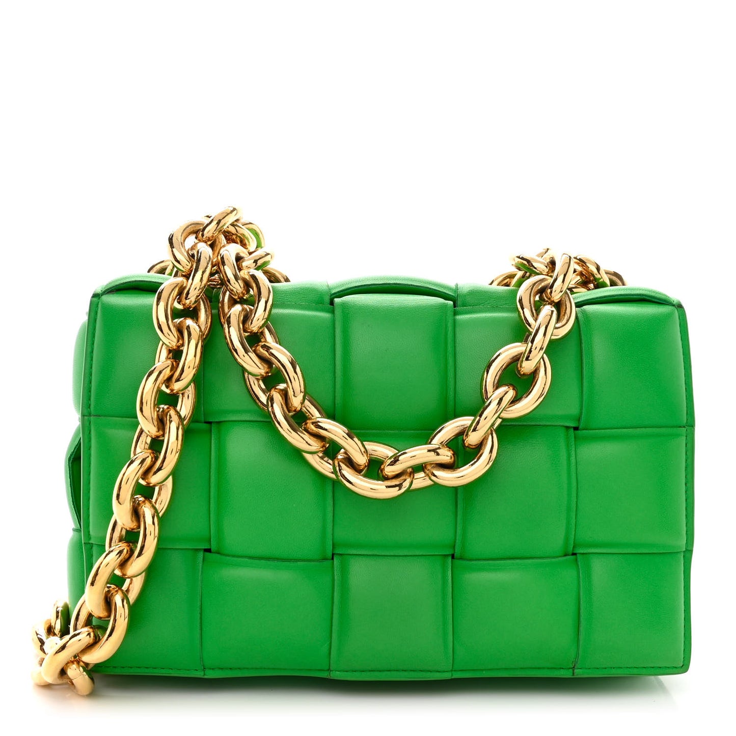 Lambskin Maxi Intreccio Padded Chain Cassette Crossbody Bag Parakeet