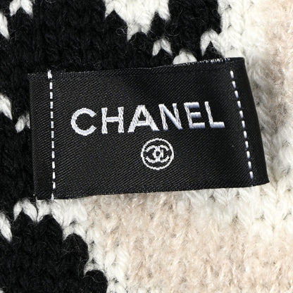 Chanel Wool Cashmere Silk CC Scarf Beige Black White 3 of 5