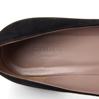 Gucci Suede Crystal Interlocking G Low Heel Pumps 38 Black 8 of 11