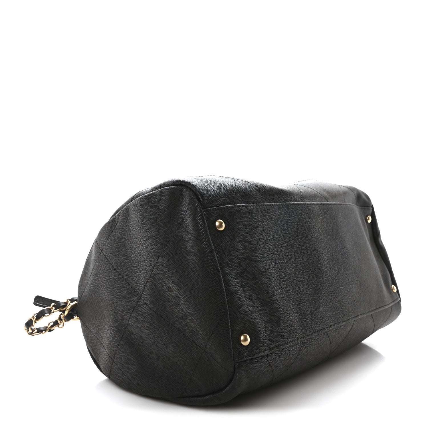 Chanel Grained Calfskin Lambskin Quilted Large Bowling Bag Black 4 of 10