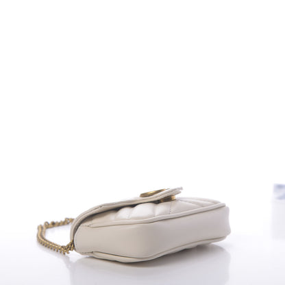 Gucci Calfskin Matelasse Heart GG Marmont 2.0 Coin Purse On A Chain Mystic White 4 of 10