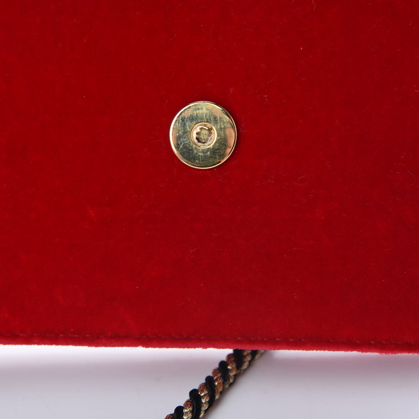 Velvet Crystal Square G Shoulder Bag Red