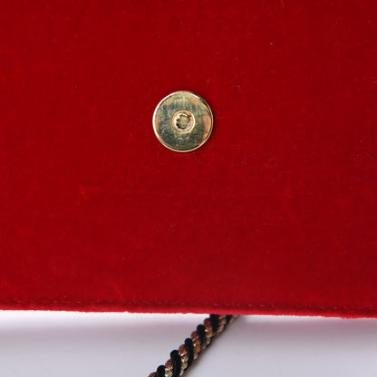 Gucci Velvet Crystal Square G Shoulder Bag Red 12 of 14