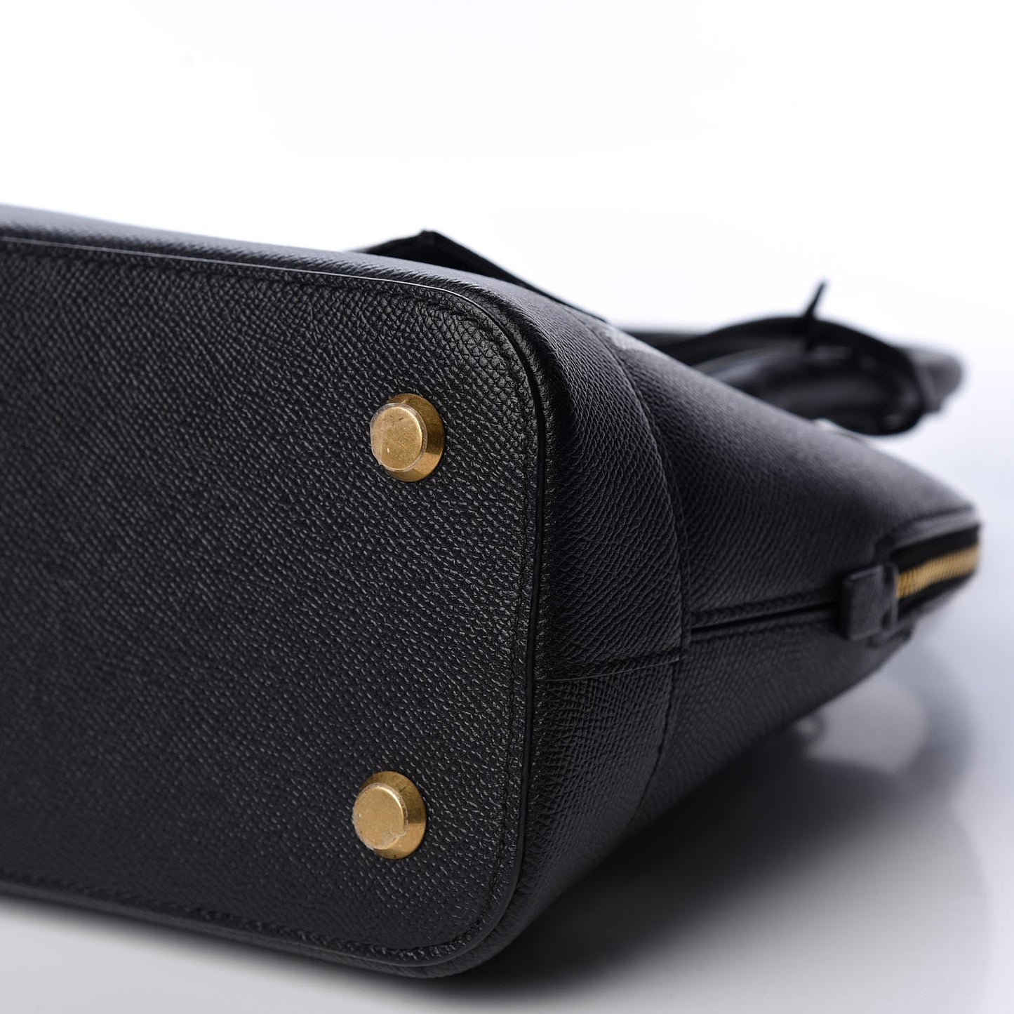 Signature Grained Calfskin Logo S Ville Top Handle Bag Black