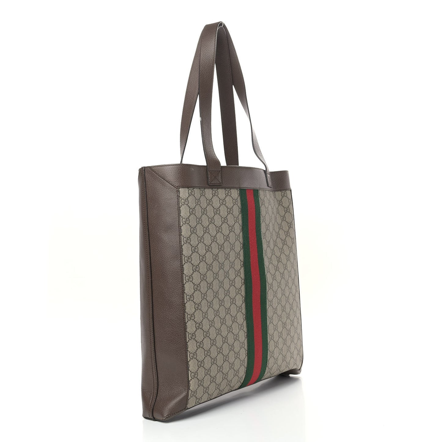 GG Supreme Monogram Web Large Ophidia Vertical Shopping Tote Brown