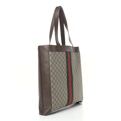Gucci GG Supreme Monogram Web Large Ophidia Vertical Shopping Tote Brown 4 of 13
