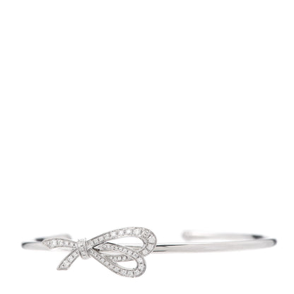 Tiffany 18K White Gold Diamond Bow Cuff Bracelet 1 of 5
