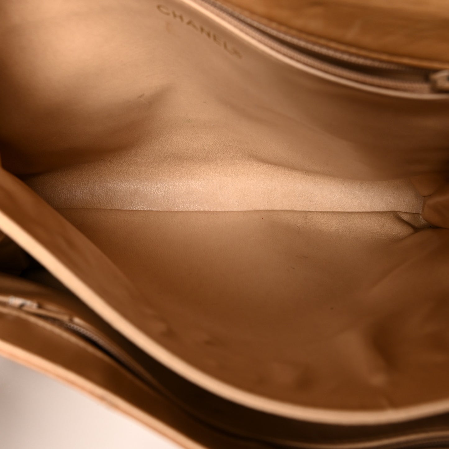 Lambskin Stitched Medium Single Flap Beige