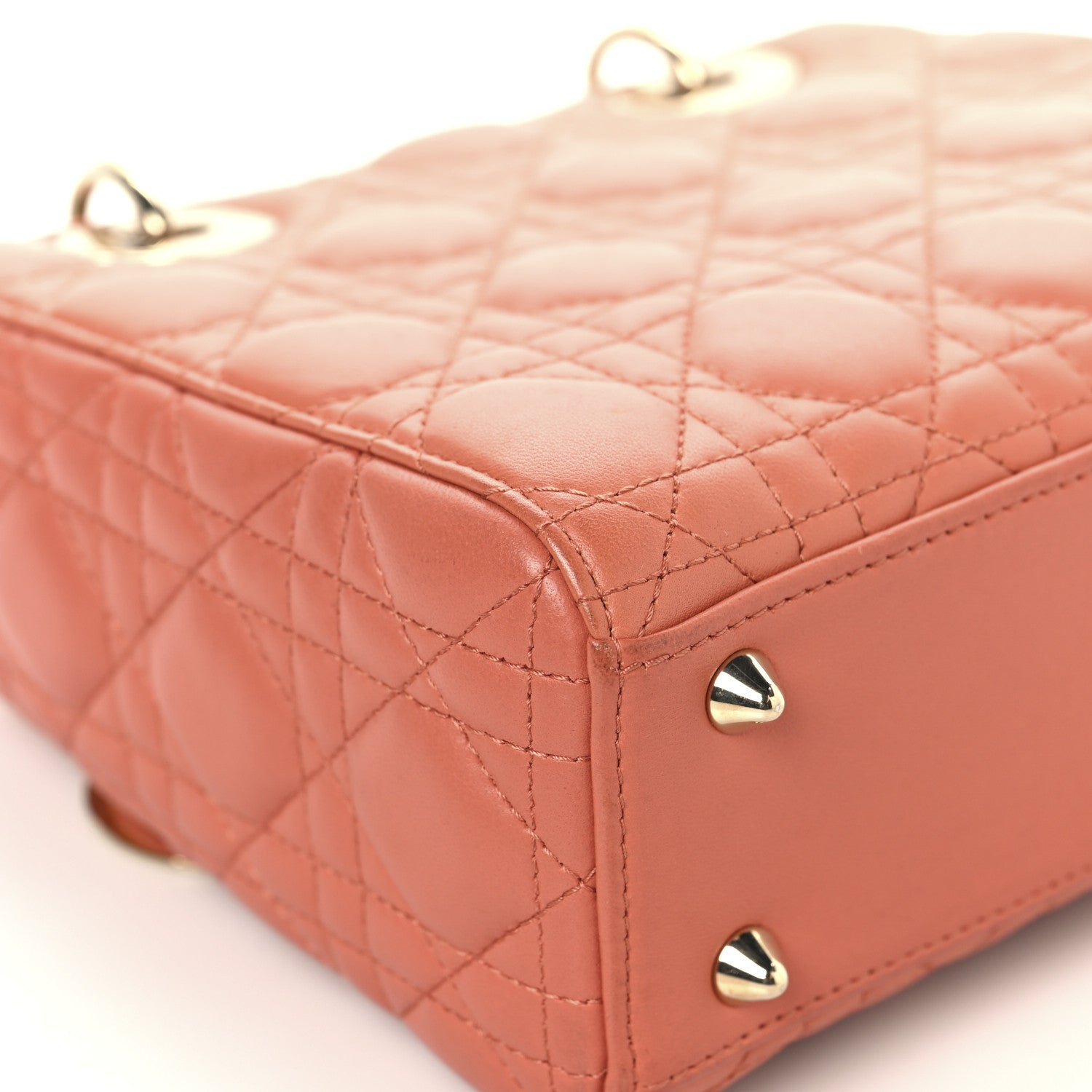 Christian Dior Lambskin Cannage Small My ABCDior Lady Dior Coral 10 of 13