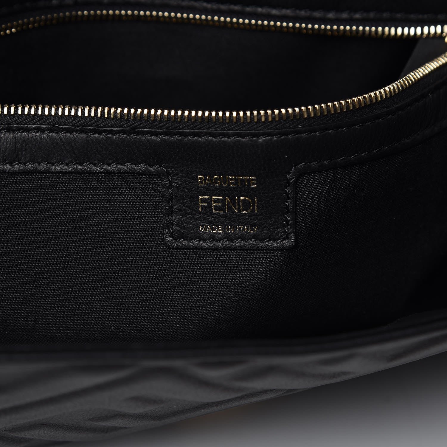 Fendi Nappa FF 1974 Embossed Large Baguette Black 5 of 13