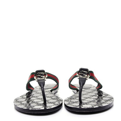 Gucci Nylon Guccissima Web Womens Thong Sandals 38.5 Green Red Black 2 of 15