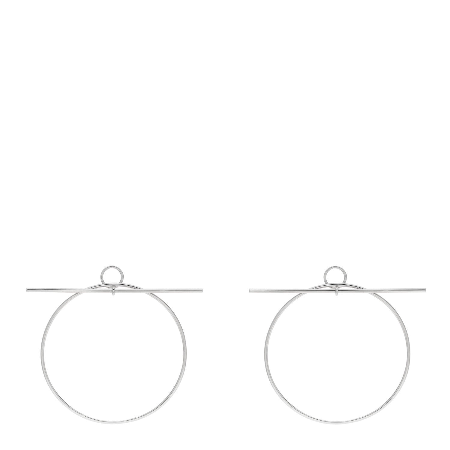 Hermes Sterling Silver TGM Loop Earrings 1 of 5