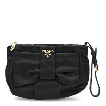Prada Tessuto Nylon Bow Wristlet Black 1 of 7