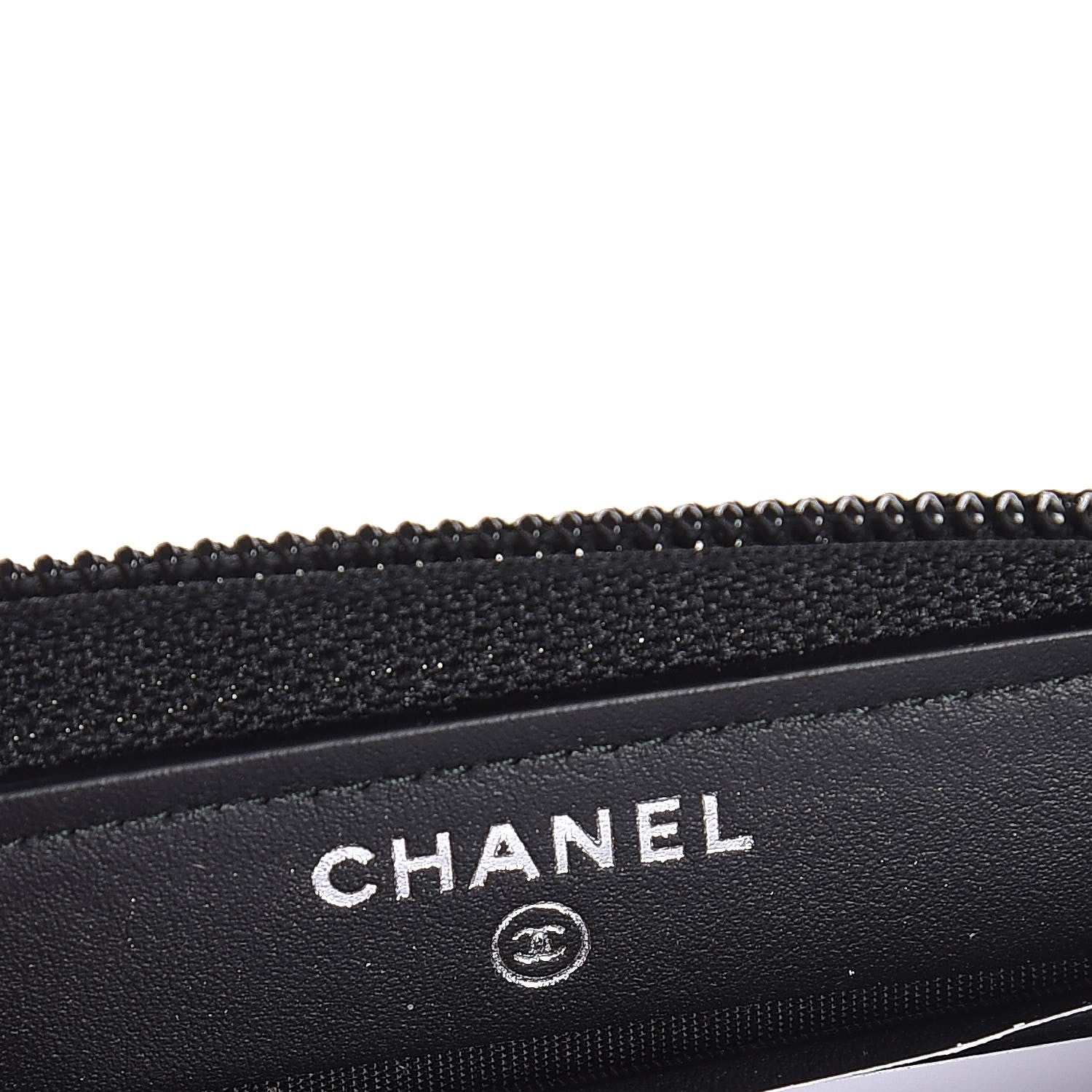 Chanel Calfskin Painted Chevron Embossed Small Boy Zip Wallet Black 6 of 9
