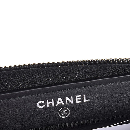 Chanel Calfskin Painted Chevron Embossed Small Boy Zip Wallet Black 6 of 9