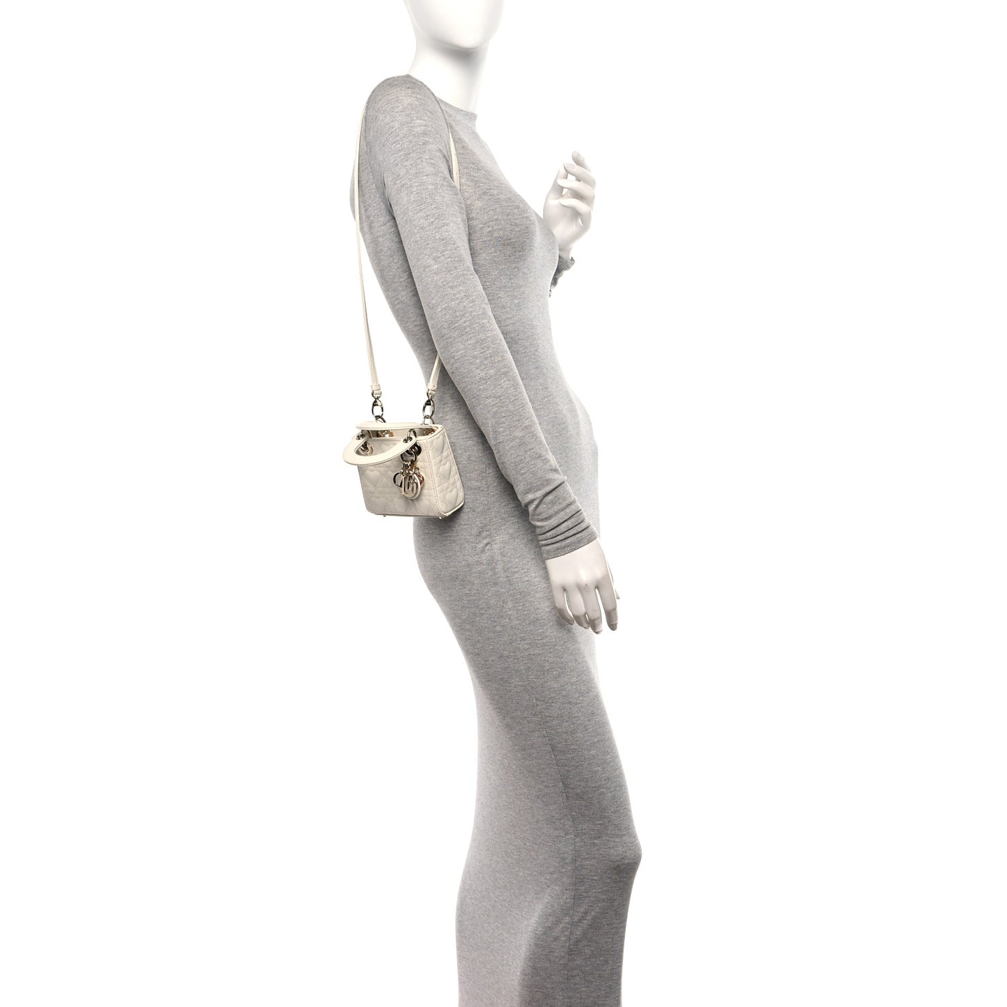 Calfskin Cannage Dioramour Micro Lady Dior Dior White