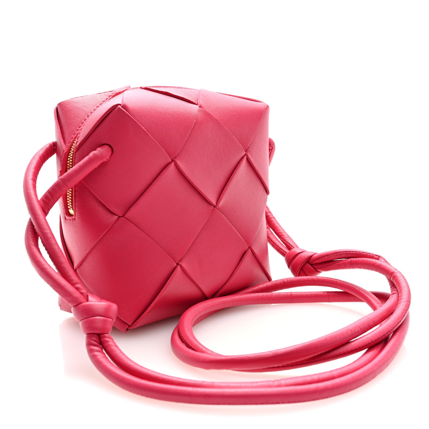Lambskin Maxi Intrecciato Mini Cassette Camera Bag Cranberry