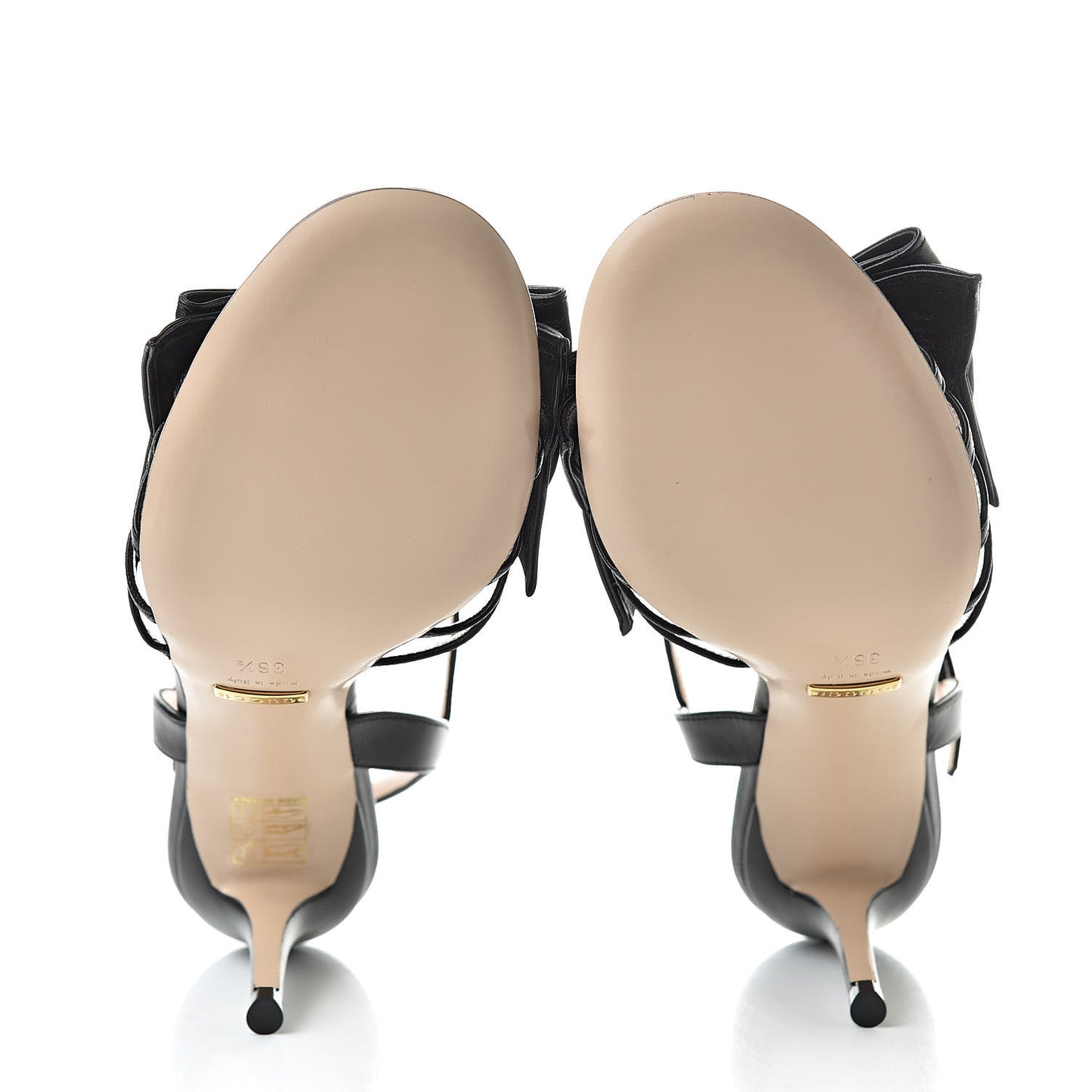 Nappa Queen Margaret Mid Heel Sandals 36.5 Black