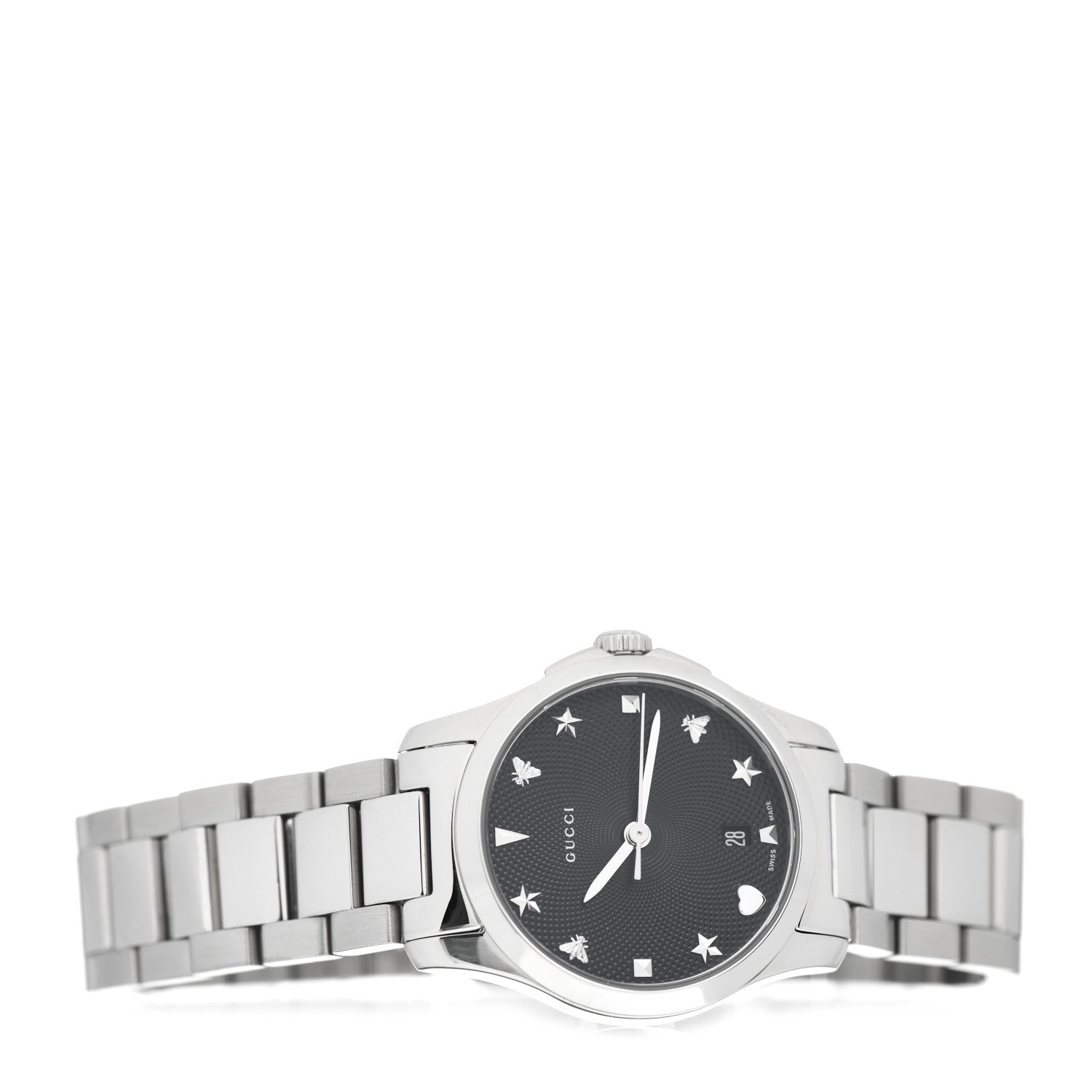 Gucci Stainless Steel 27mm G-Timeless Charm Quartz Watch Black 2 of 5
