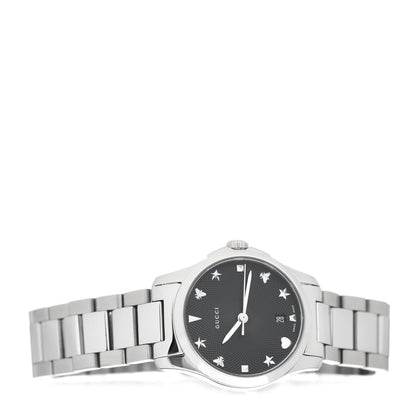 Gucci Stainless Steel 27mm G-Timeless Charm Quartz Watch Black 2 of 5
