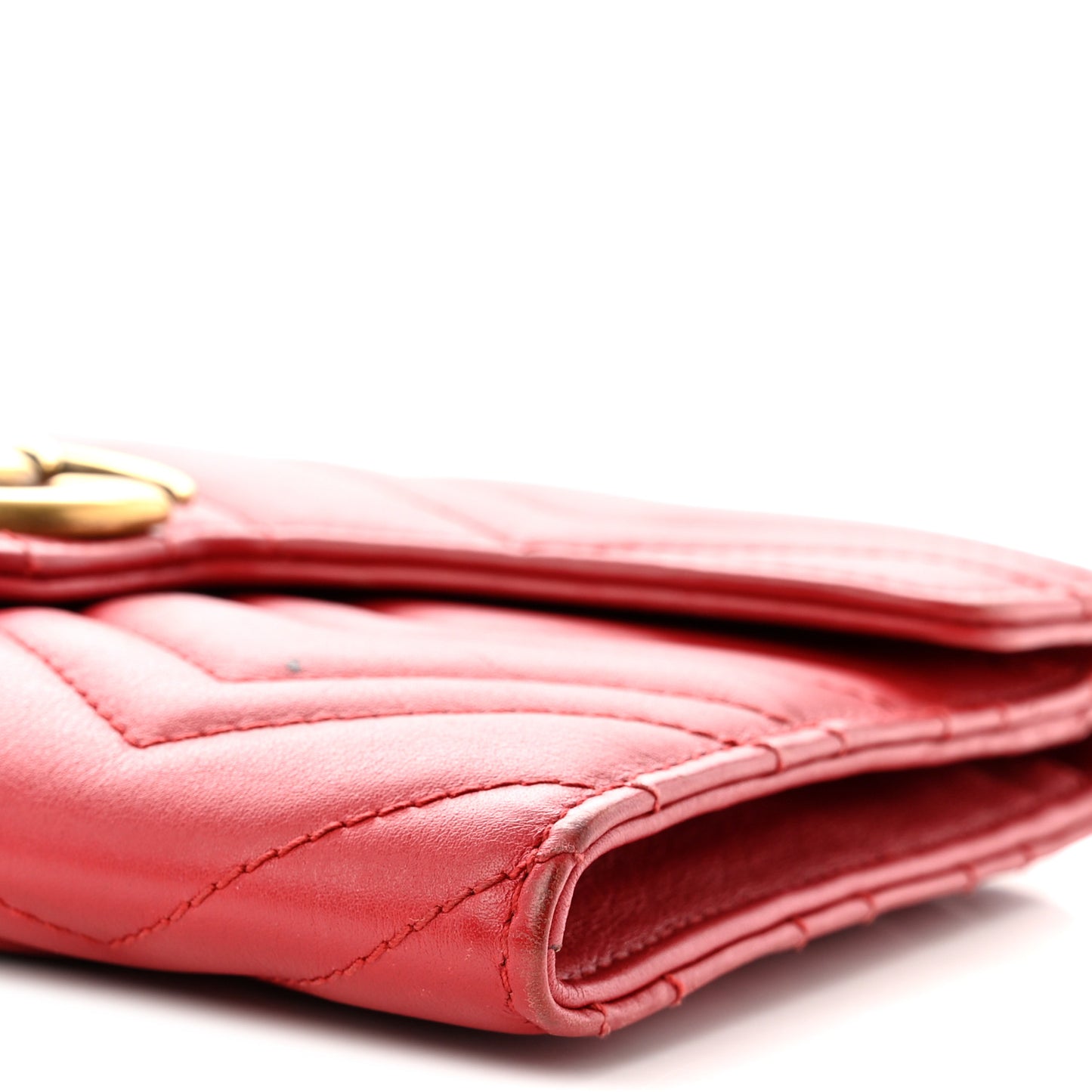 Calfskin Matelasse Mini GG Marmont Chain Wallet Hibiscus Red