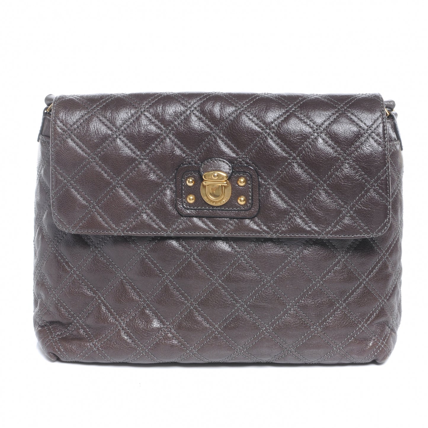 Leather Quilted The XL Single Shoulder Bag Dark Grey