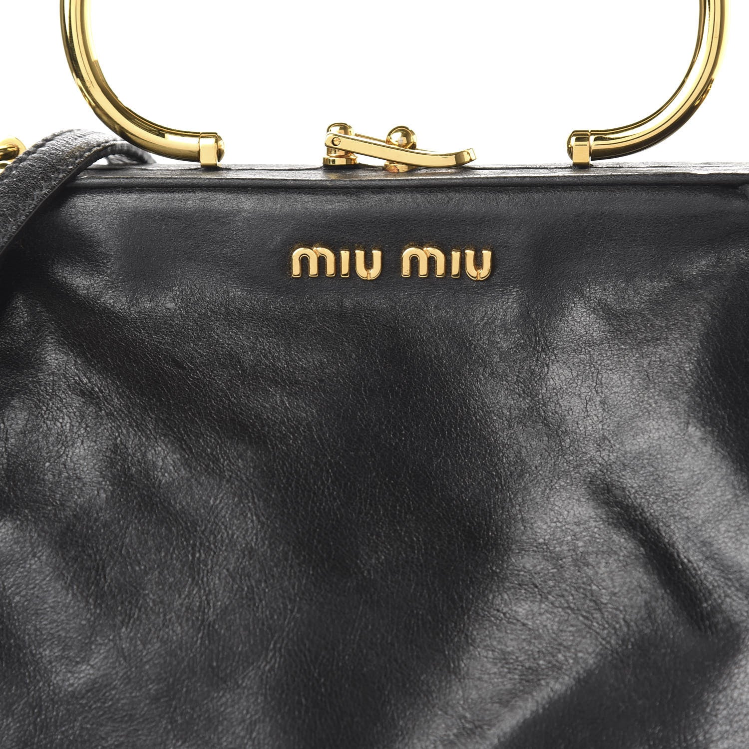 Miu Miu Goatskin Frame Shoulder Bag Black 9 of 9