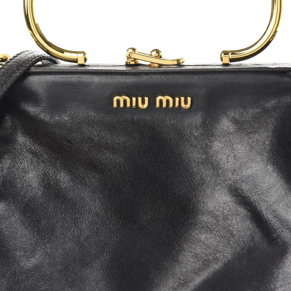 Miu Miu Goatskin Frame Shoulder Bag Black 9 of 9