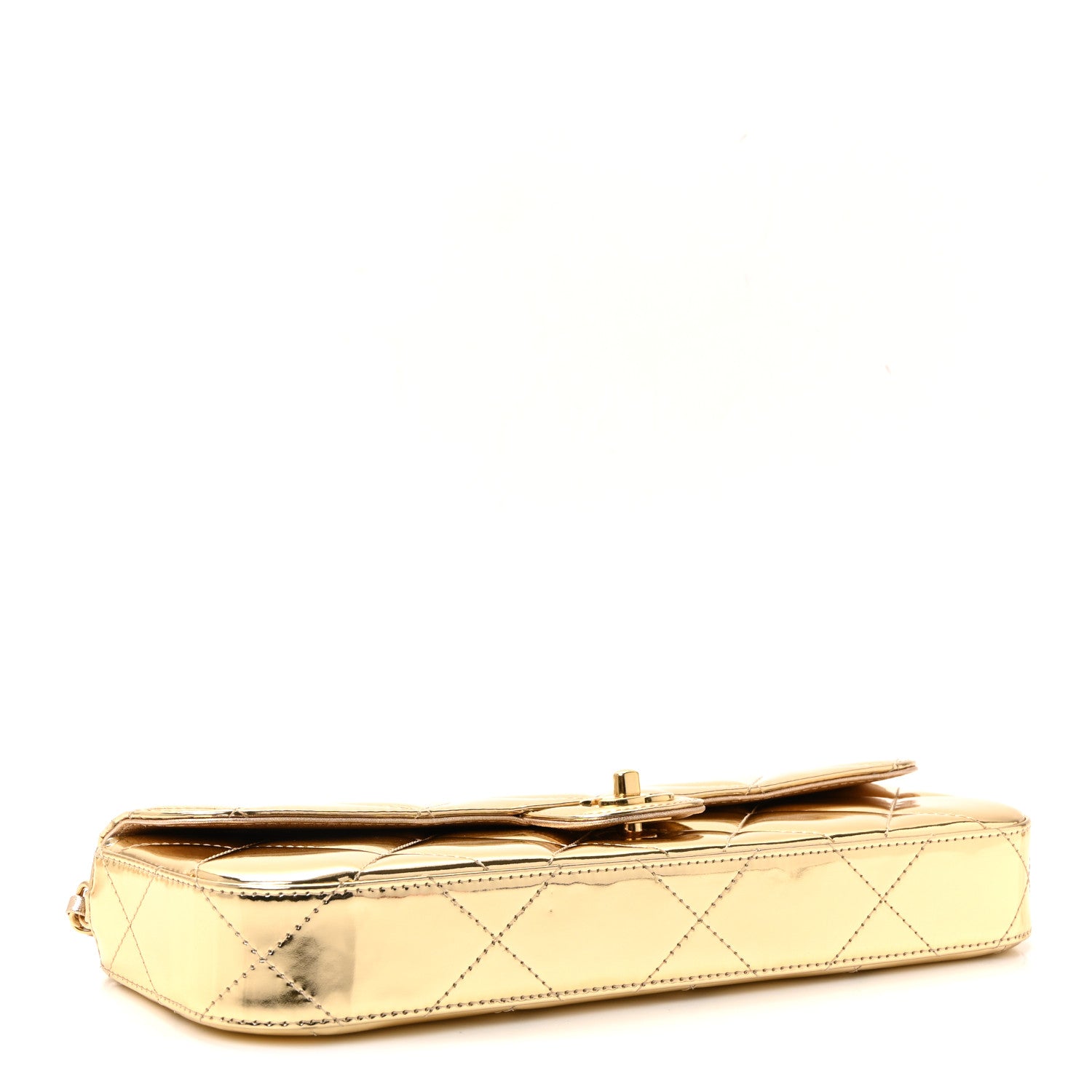 Chanel Metallic Mirror Calfskin Large Top Handle Clutch With Chain
