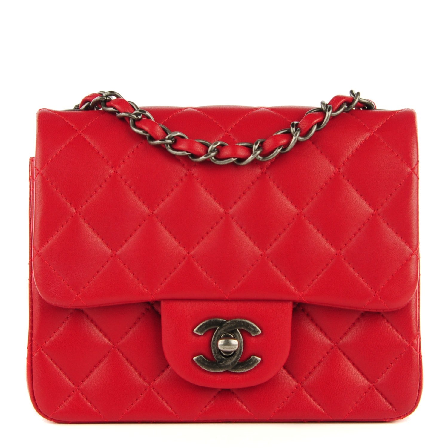 Chanel Lambskin Quilted Mini Square Flap Red 1 of 8
