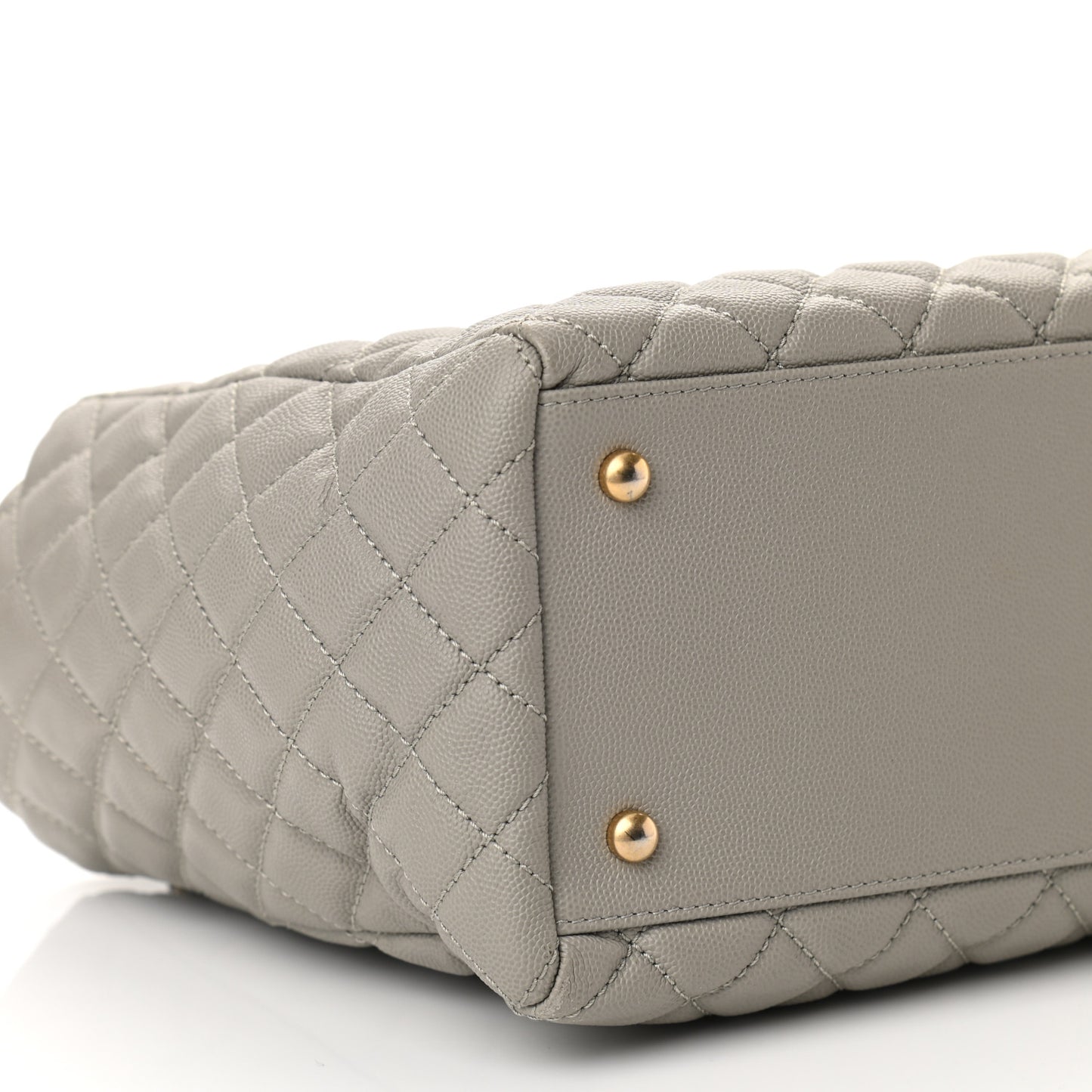 Caviar Quilted Coco Handle Shopping Tote Grey