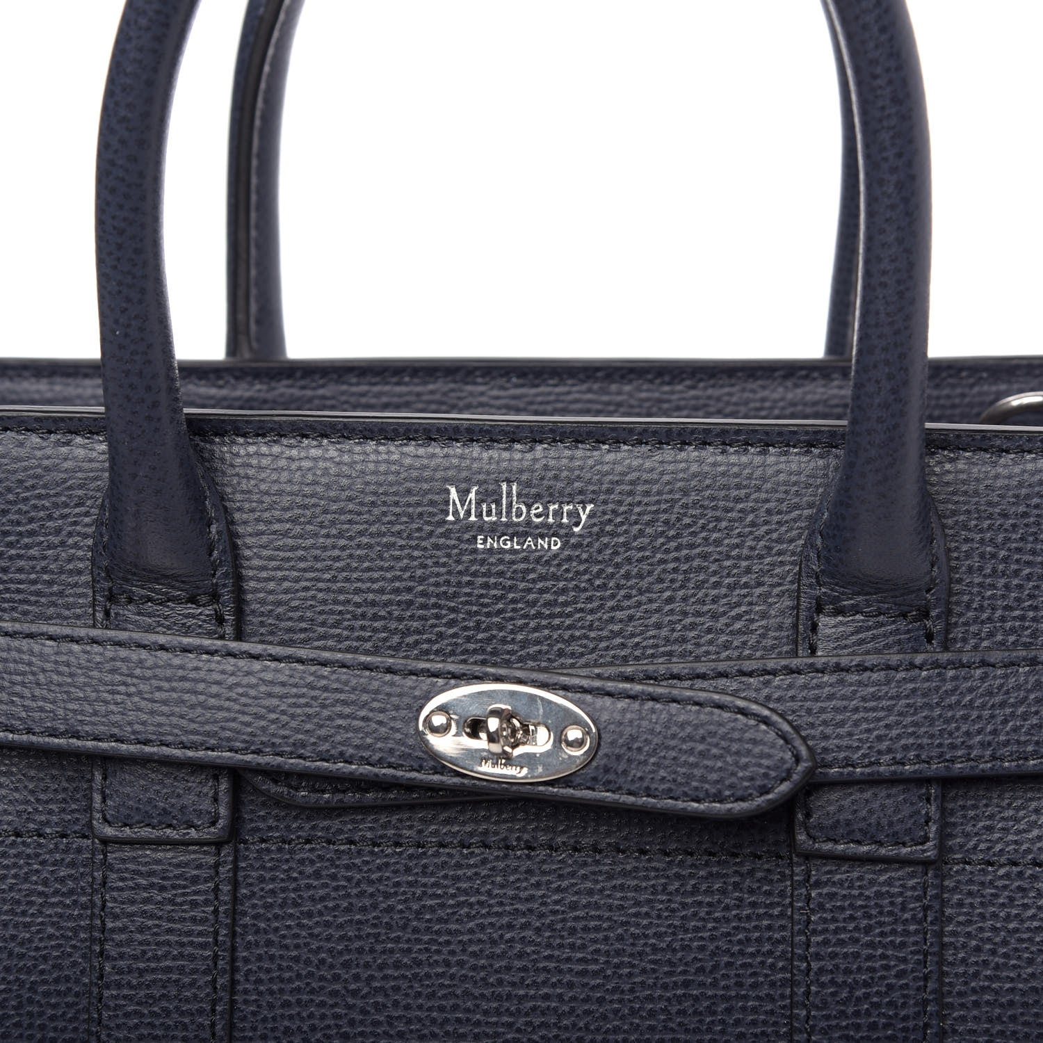 Mulberry Small Classic Grain Mini Bayswater Zip Tote Navy 8 of 10