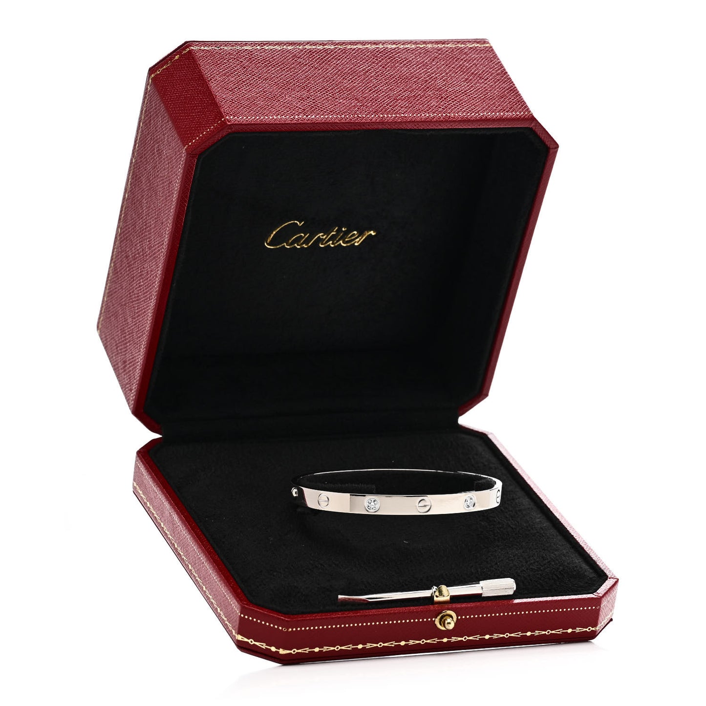 18K White Gold 4 Diamond Love Bracelet 18