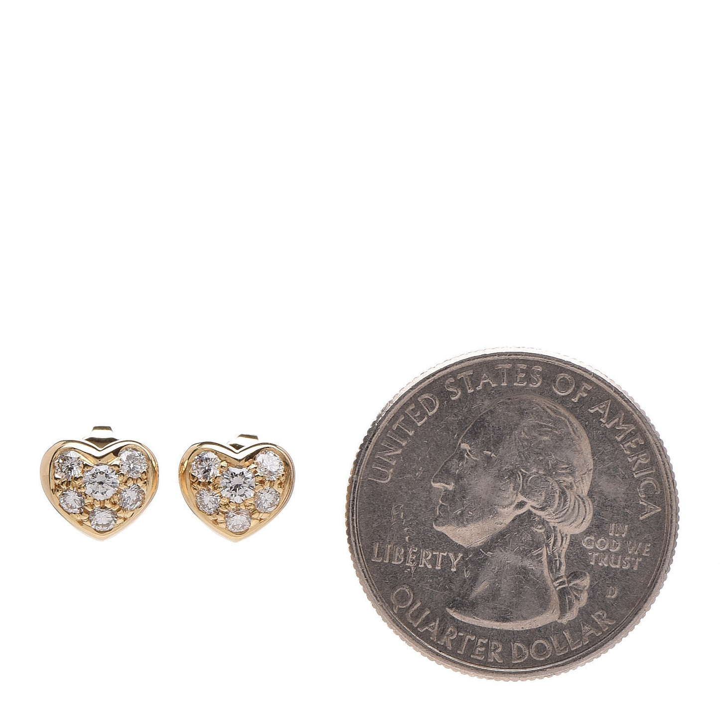 18K Yellow Gold Diamond Heart Earrings