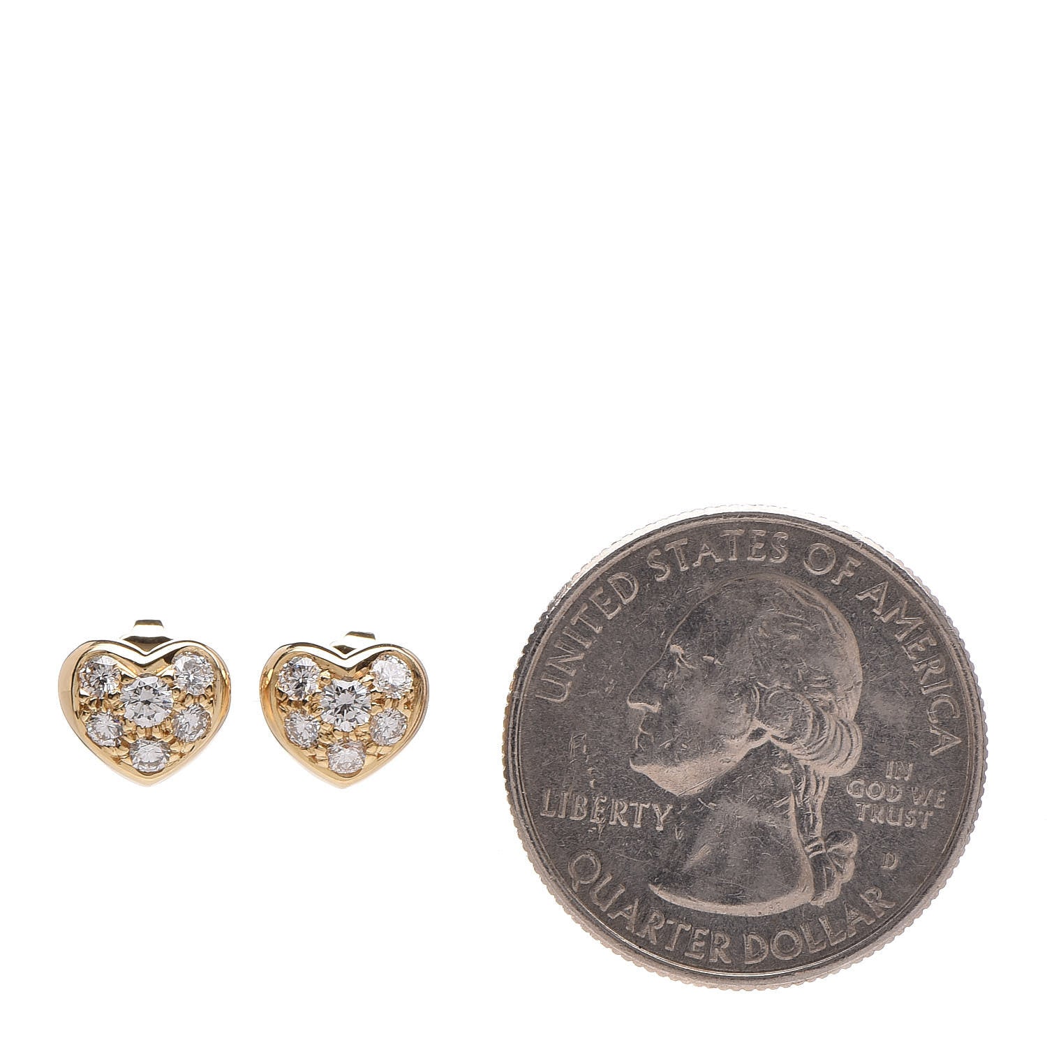 Tiffany 18K Yellow Gold Diamond Heart Earrings 2 of 5
