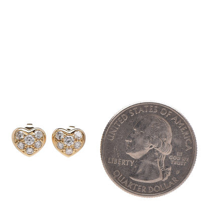 Tiffany 18K Yellow Gold Diamond Heart Earrings 2 of 5
