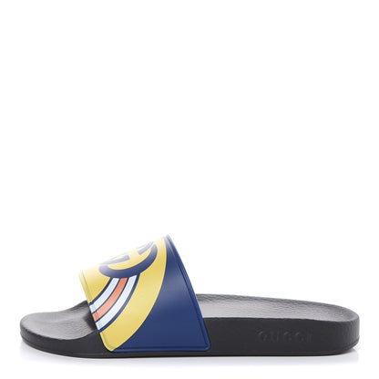 Gucci Rubber GG Rainbow Mens Pursuit Pool Slide Sandals 6 Electric Blue Multicolor 1 of 6