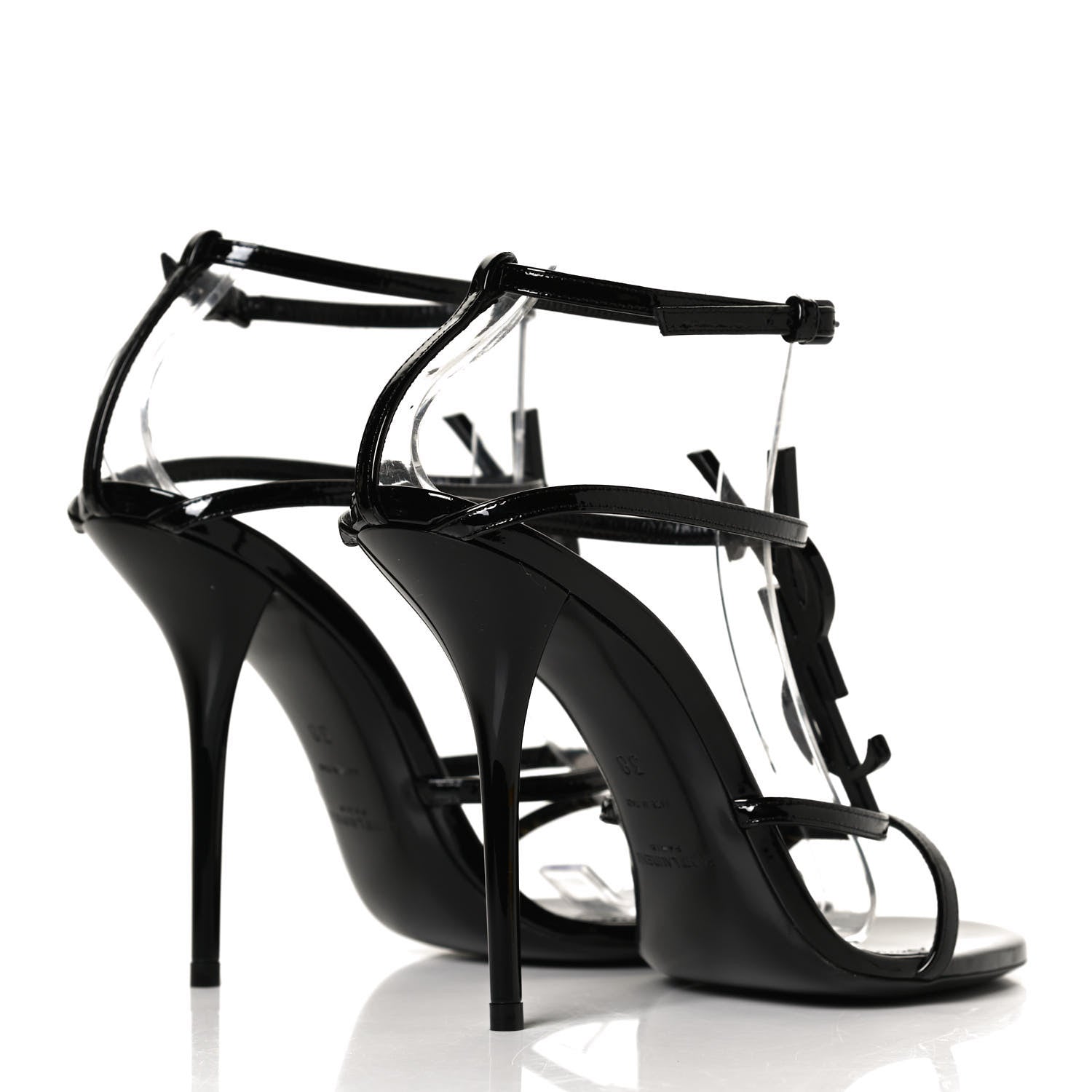 Saint Laurent Patent Cassandra 100 Ankle Strap Sandals 38 Black 4 of 11