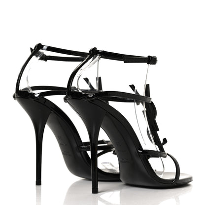 Saint Laurent Patent Cassandra 100 Ankle Strap Sandals 38 Black 4 of 11