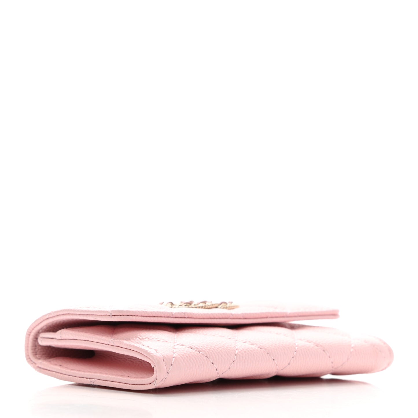 Caviar Quilted Crystal CC Flap Card Holder Pink