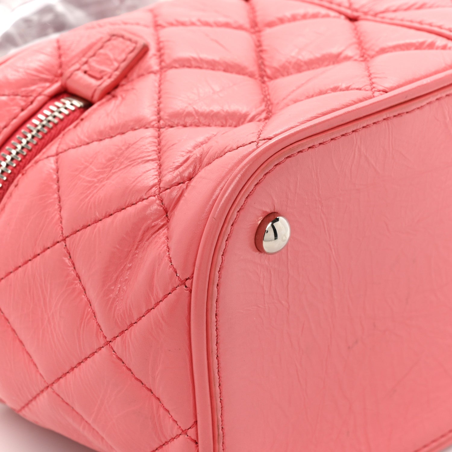 Chanel Crumpled Calfskin PVC Quilted Flap Pink 16 of 20