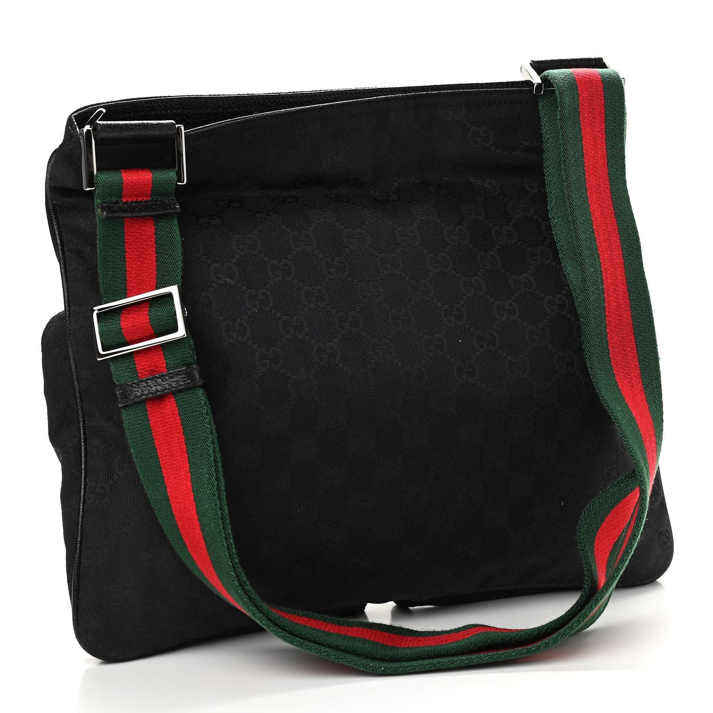 Monogram Web Medium Double Pocket Messenger Bag Black
