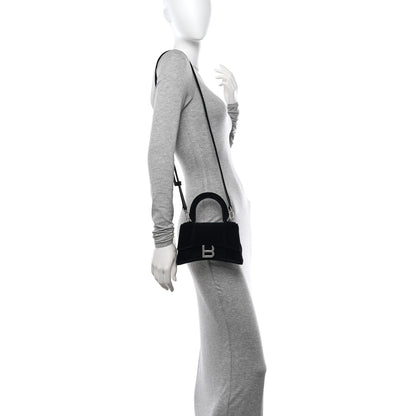 Balenciaga Velvet Jersey Hourglass Top Handle Bag XS Black 2 of 17