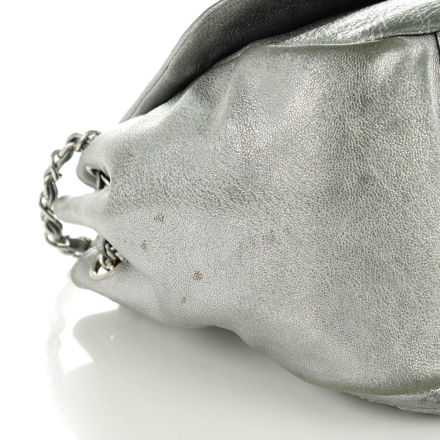 Metallic Goatskin Luxe Ligne Flap Silver