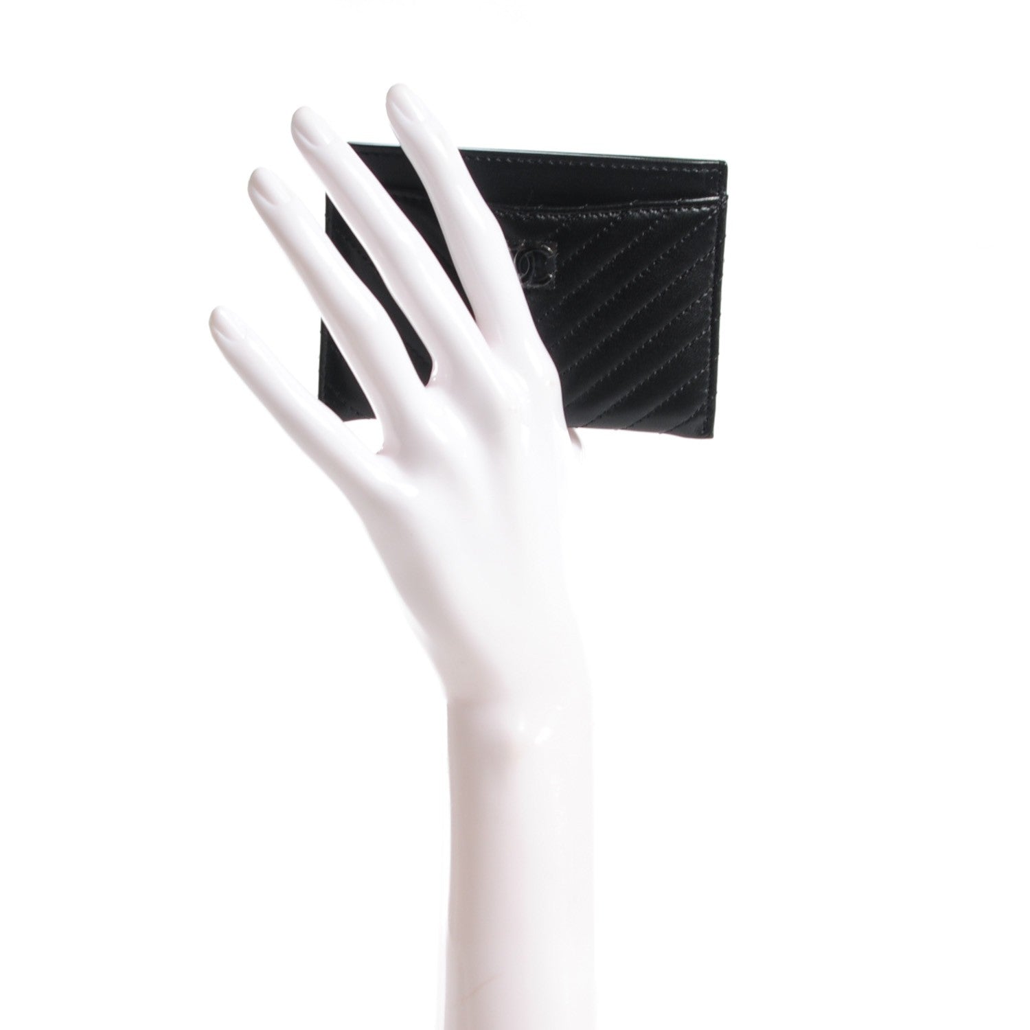 Chanel Lambskin Chevron Card Holder So Black 2 of 8
