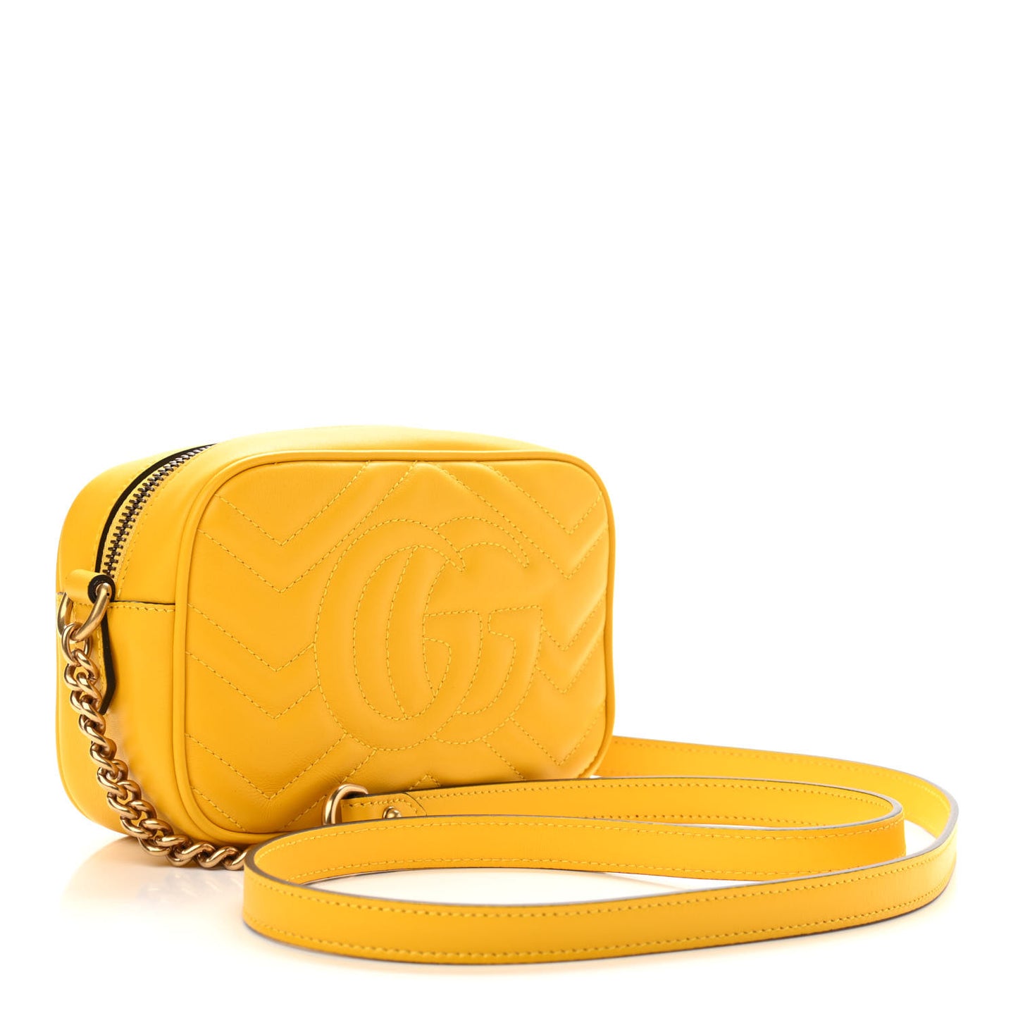 Calfskin Matelasse Mini GG Marmont Chain Shoulder Bag Stone Topaz
